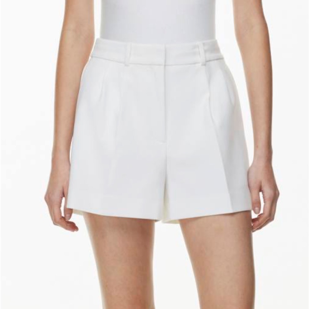 Aritzia High-Rise Pleated White Shorts